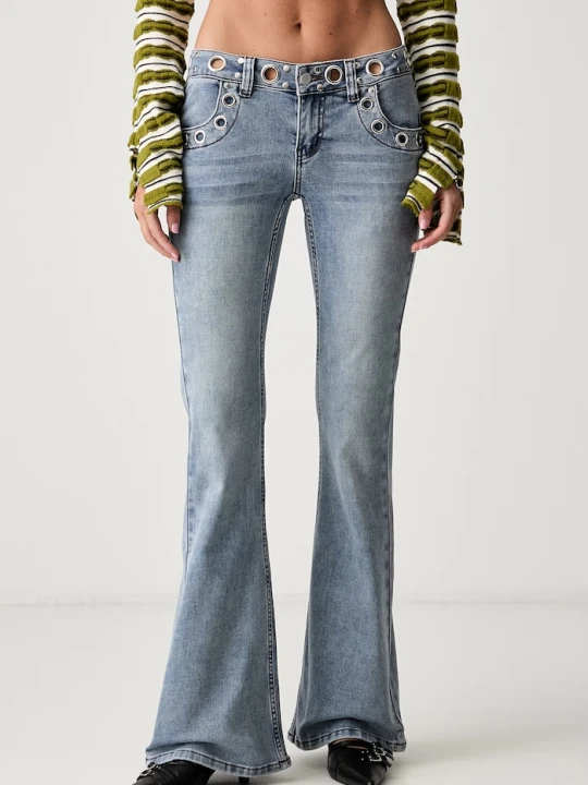 Zdjęcie produktu The Ragged Priest jeansy flare damskie niebieski