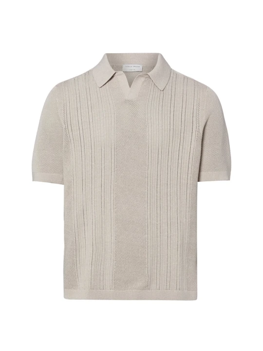 Zdjęcie produktu Tiger of Sweden koszulka polo z dzianiny z wełną merynosową i lnem Mężczyźni Wełna merino brązowy