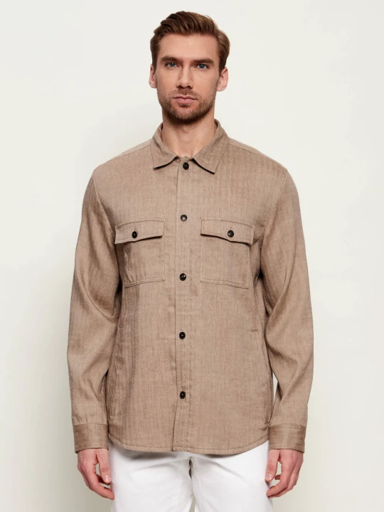 Zdjęcie produktu TIGER OF SWEDEN Lniana koszula Bishop | Oversize fit | z dodatkiem wełny beżowy