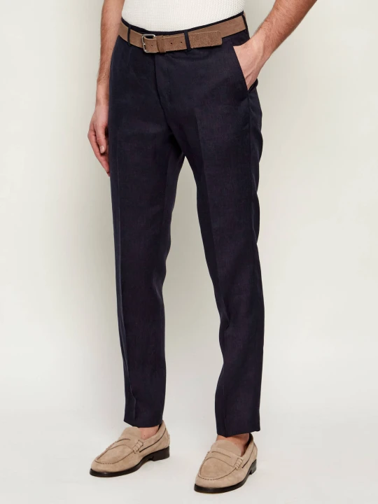 Zdjęcie produktu TIGER OF SWEDEN Lniane spodnie chino Tenuta | Slim Fit granatowy