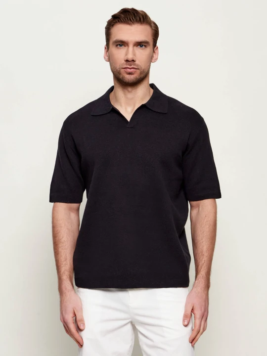 Zdjęcie produktu TIGER OF SWEDEN Polo Maelon | Regular Fit | z dodatkiem lnu czarny