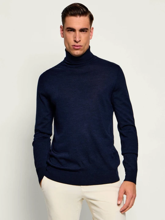 Zdjęcie produktu TIGER OF SWEDEN Wełniany golf Nevile | Slim Fit granatowy