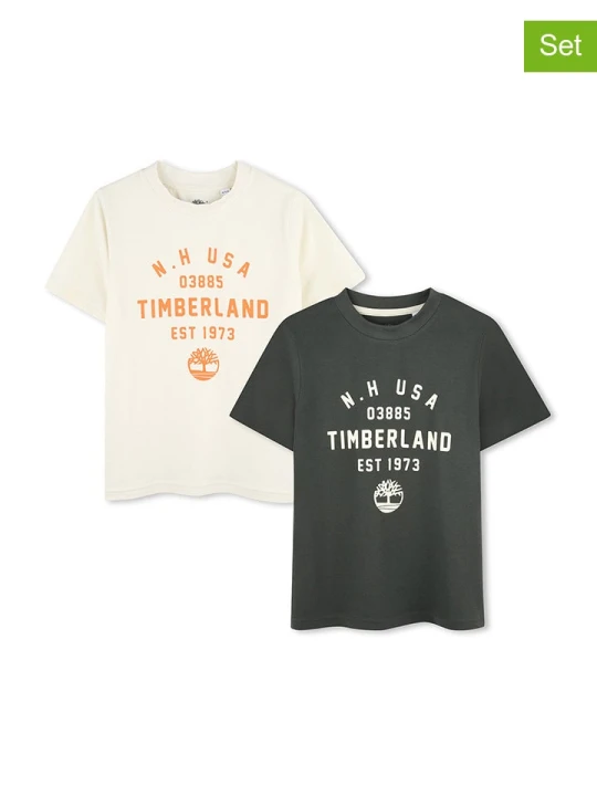 Zdjęcie produktu Timberland Koszulki (2 szt.) w kolorze khaki i kremowym rozmiar: 116