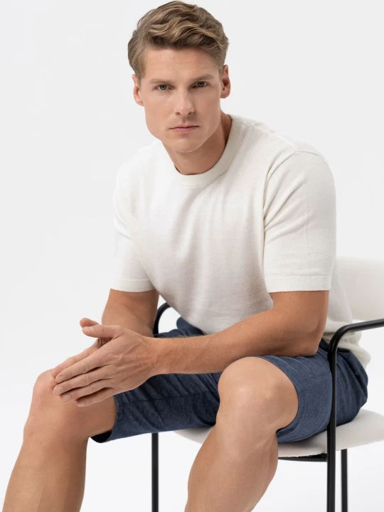 Zdjęcie produktu T-shirt basic z dzianiny TM-BURRO Volcano Kremowy