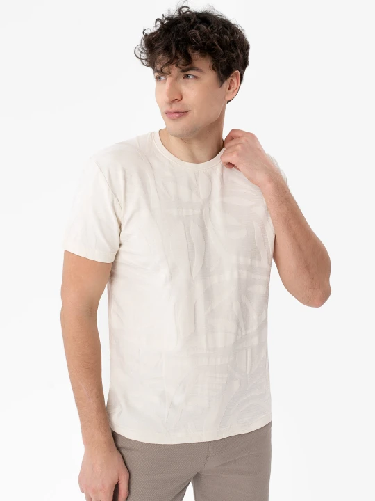 Zdjęcie produktu T-shirt z fakturą TM-ENAR Volcano Kremowy