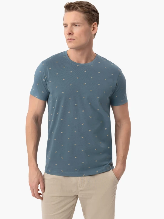 Zdjęcie produktu T-shirt z nadrukiem TM-LEIF Volcano Niebieski