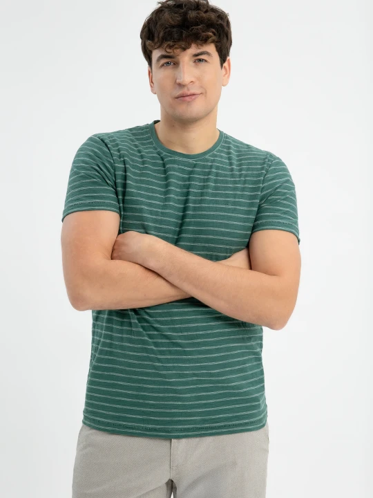 Zdjęcie produktu T-shirt w paski TM-ULF Volcano Turkusowy