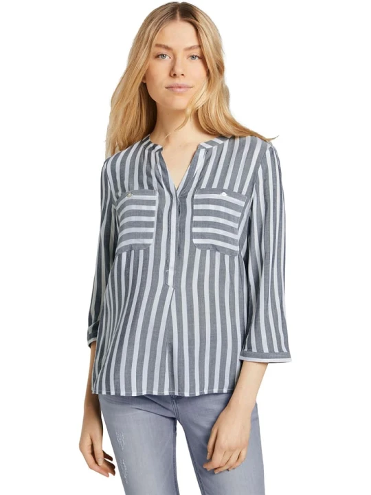 Zdjęcie produktu Tom Tailor Bluzka w kolorze granatowo-kremowym rozmiar: 36