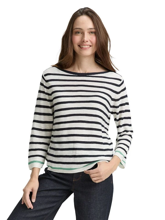 Zdjęcie produktu Tom Tailor Bluzka w kolorze kremowo-granatowym rozmiar: 3XL