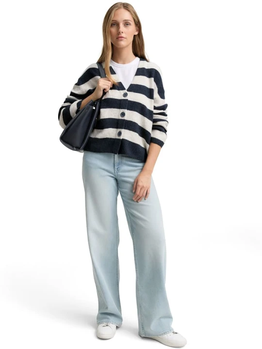 Zdjęcie produktu TOM TAILOR Denim Kardigan w kolorze kremowo-granatowym rozmiar: L