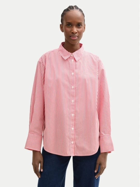 Zdjęcie produktu Tom Tailor Denim Koszula Striped loose-fit shirt 1040551 Czerwony Regular Fit