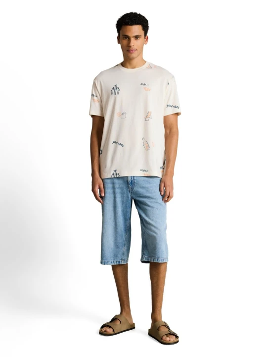 Zdjęcie produktu Tom Tailor Denim Koszulka Mężczyźni Bawełna (100%) beżowy
