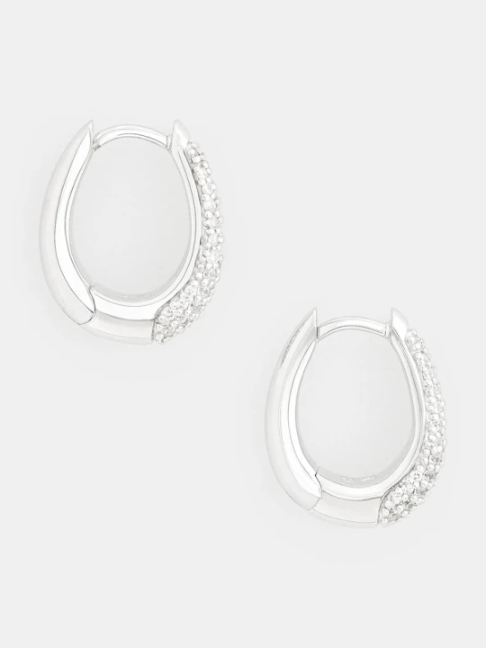 Zdjęcie produktu Tom Wood kolczyki srebrne Liz Hoops Pave