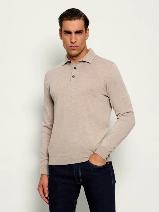 Zdjęcie produktu Tombolini Wełniane polo | Regular Fit beżowy