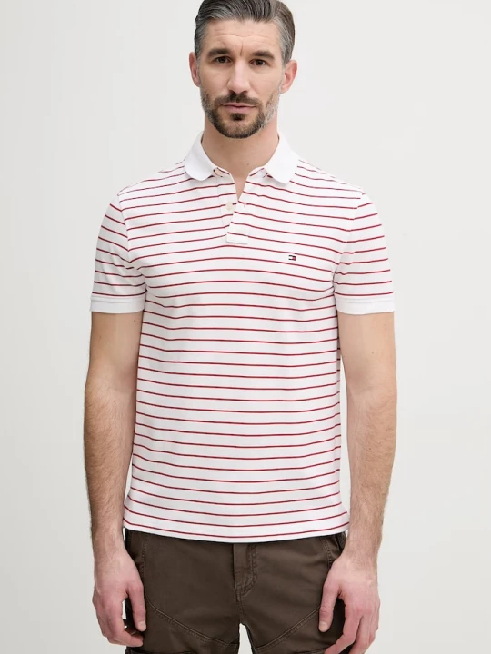Zdjęcie produktu Tommy Hilfiger polo męskie bawełniane z elastanem czerwony