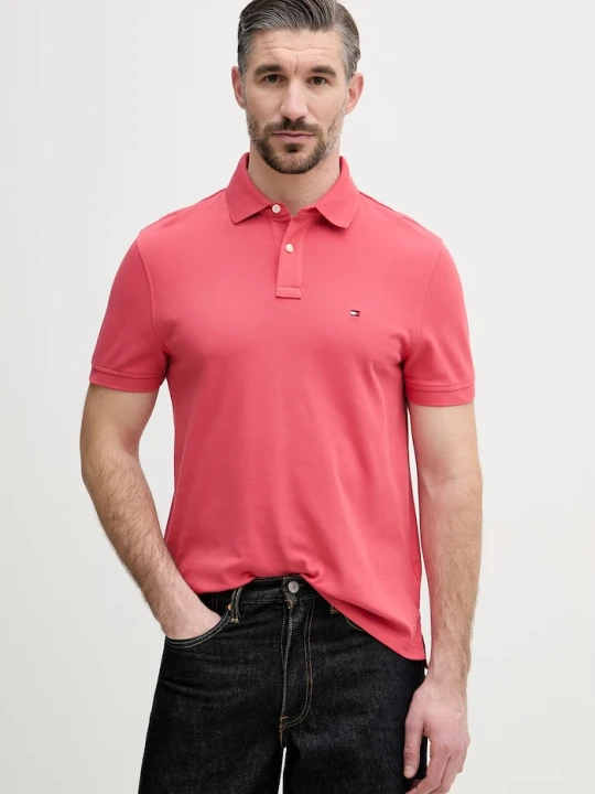 Zdjęcie produktu Tommy Hilfiger polo męskie bawełniane z elastanem różowy