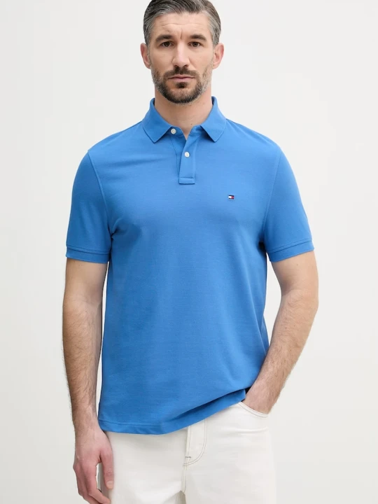 Zdjęcie produktu Tommy Hilfiger polo męskie bawełniane z elastanem niebieski