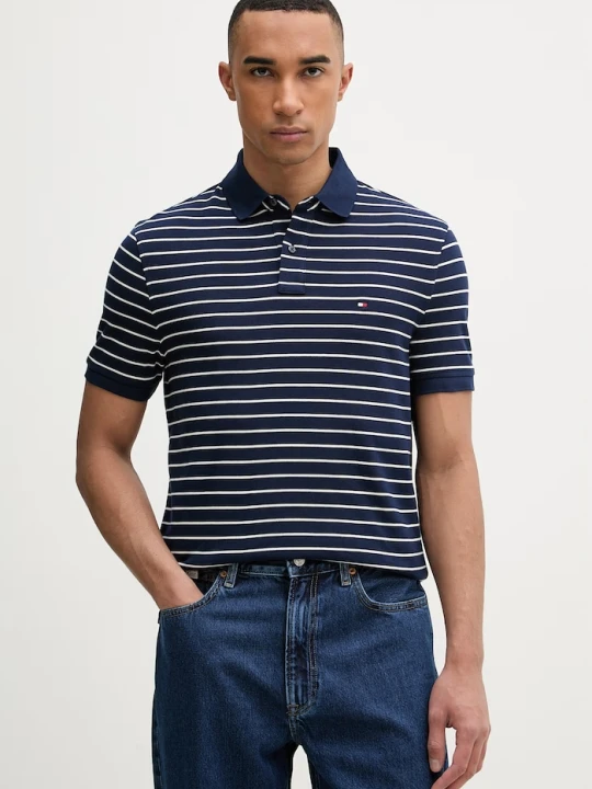 Zdjęcie produktu Tommy Hilfiger polo męskie bawełniane z elastanem granatowy