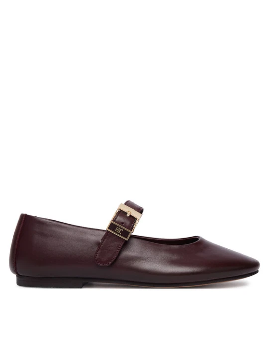 Zdjęcie produktu Tommy Hilfiger Baleriny Buckle Leather Ballerina FW0FW09684 Brązowy