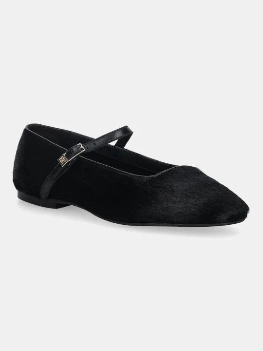 Zdjęcie produktu Tommy Hilfiger baleriny skórzane PONY HAIR MARYJANE czarny