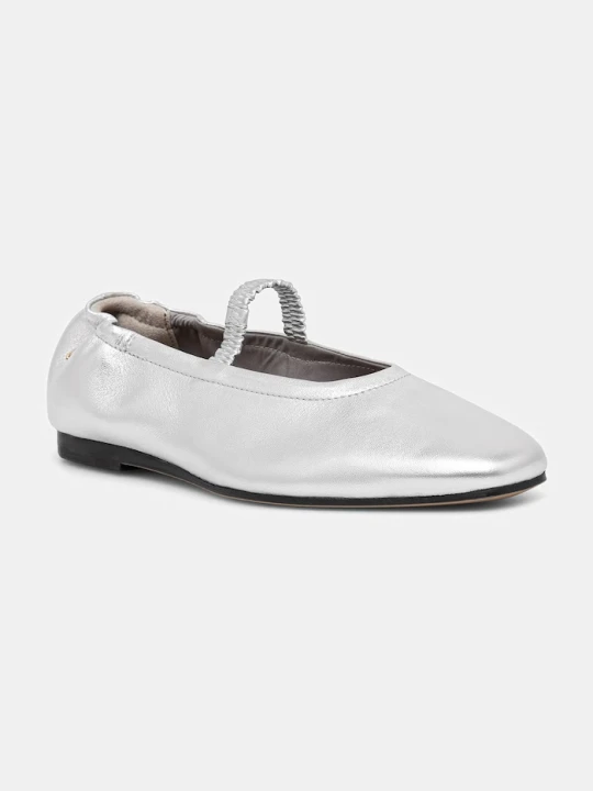 Zdjęcie produktu Tommy Hilfiger baleriny skórzane SILVER LTH ELLASTIC BALLERINA