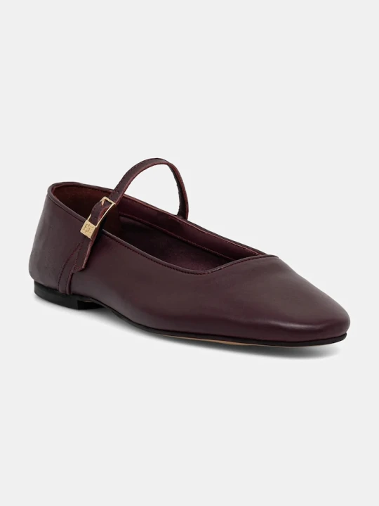 Zdjęcie produktu Tommy Hilfiger baleriny skórzane SMOOTH LEATHER MARYJANE bordowy