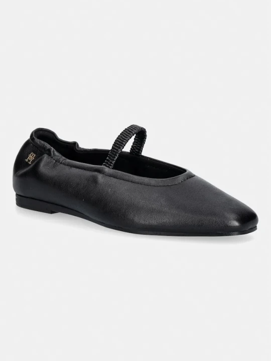 Zdjęcie produktu Tommy Hilfiger baleriny skórzane SOFT LEATHER ELLASTIC BALLERINA czarny
