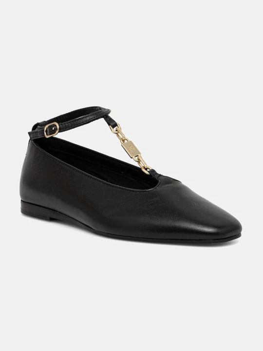 Zdjęcie produktu Tommy Hilfiger baleriny skórzane TH-BAR CHAIN BALLET czarny