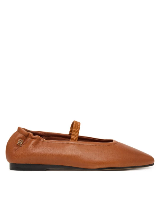 Zdjęcie produktu Tommy Hilfiger Baleriny Soft Leather Ellastic Ballerina FW0FW09245 Brązowy