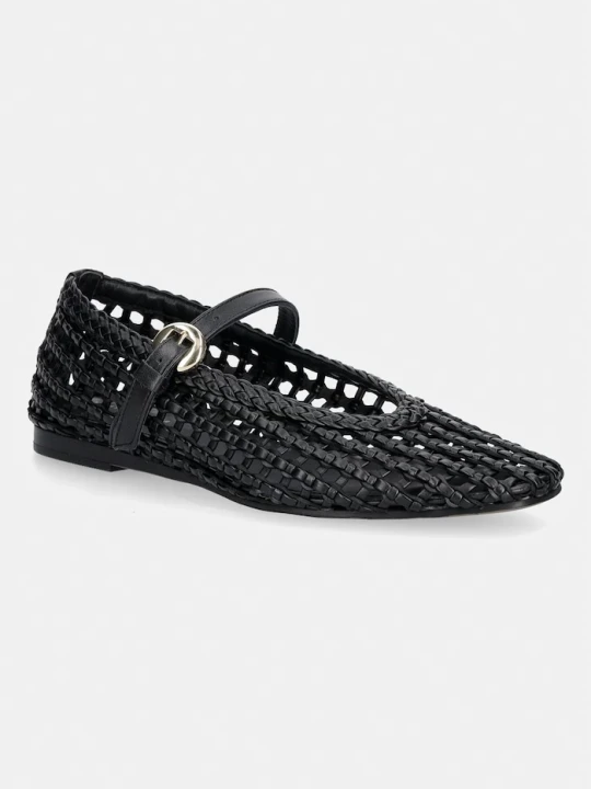 Zdjęcie produktu Tommy Hilfiger baleriny WOVEN LEATHER MIX BALLERINA czarny