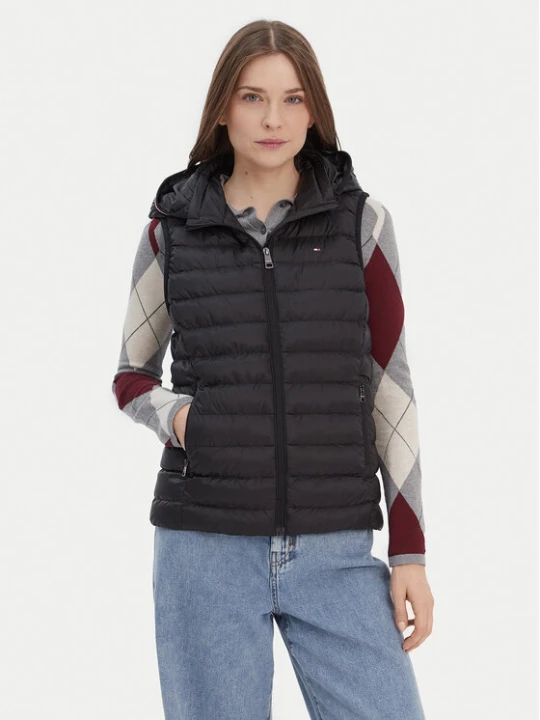 Zdjęcie produktu Tommy Hilfiger Bezrękawnik Global Stripe WW0WW42051 Czarny Regular Fit