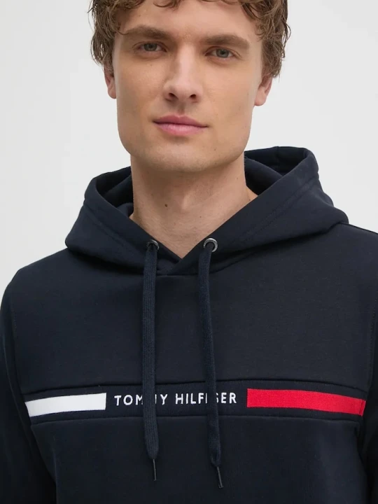 Zdjęcie produktu Tommy Hilfiger bluza z kapturem męska z bawełną granatowy