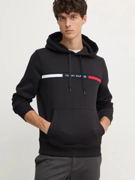 Zdjęcie produktu Tommy Hilfiger bluza z kapturem męska z bawełną czarny