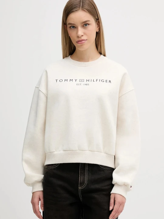 Zdjęcie produktu Tommy Hilfiger bluza damska z bawełną beżowy