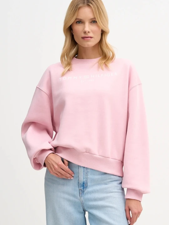 Zdjęcie produktu Tommy Hilfiger bluza damska z bawełną różowy