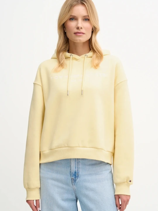 Zdjęcie produktu Tommy Hilfiger bluza z kapturem damska z bawełną żółty