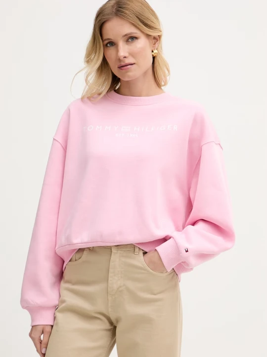 Zdjęcie produktu Tommy Hilfiger bluza damska z bawełną różowy