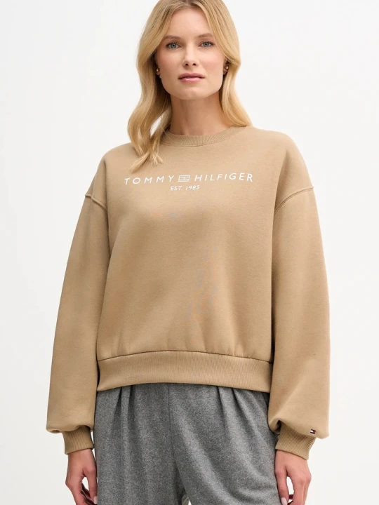 Zdjęcie produktu Tommy Hilfiger bluza damska z bawełną beżowy