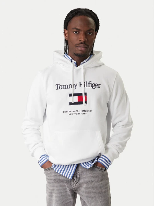 Zdjęcie produktu Tommy Hilfiger Bluza Embro Flag MW0MW42735 Biały Regular Fit