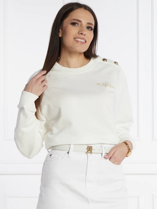 Zdjęcie produktu Tommy Hilfiger Bluza GOLD BUTTON | Regular Fit ecru