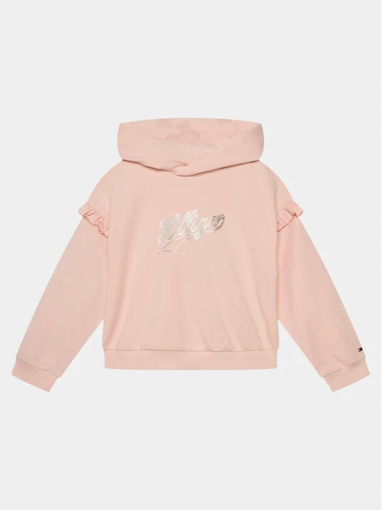 Zdjęcie produktu Tommy Hilfiger Bluza Hilfiger Script Ruffle Hoodie KG0KG07720 Różowy Regular Fit