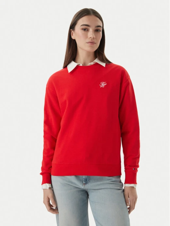 Zdjęcie produktu Tommy Hilfiger Bluza Logo Embroidery WW0WW48724 Czerwony Relaxed Fit
