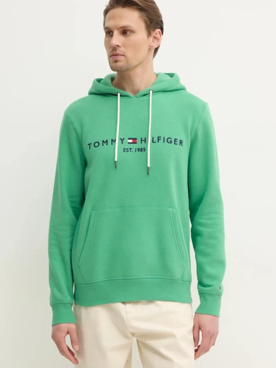 Zdjęcie produktu Tommy Hilfiger bluza z kapturem męska z bawełną zielony