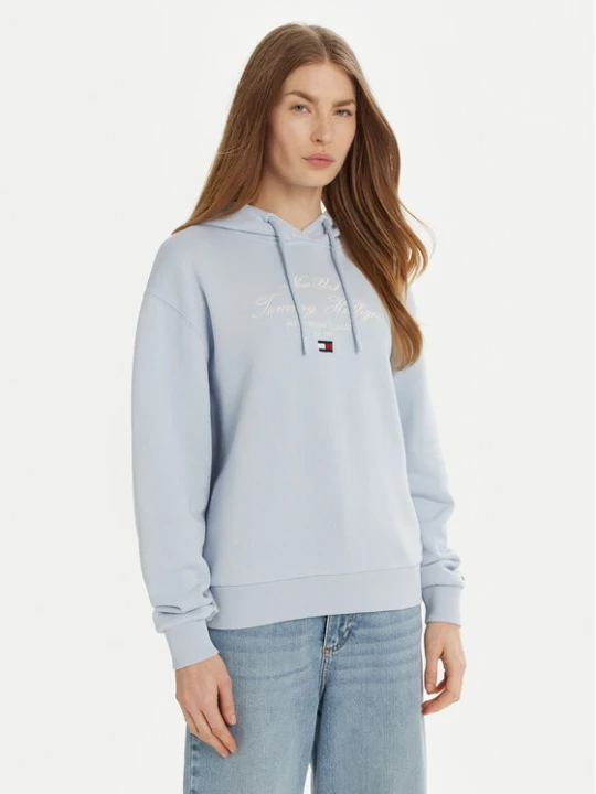 Zdjęcie produktu Tommy Hilfiger Bluza Modern Script Graphic WW0WW43842 Błękitny Regular Fit Niebieski jasny