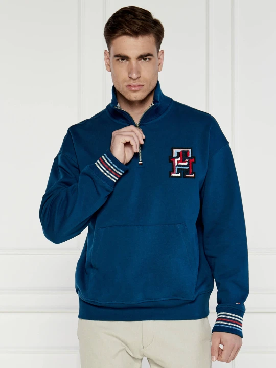 Zdjęcie produktu Tommy Hilfiger Bluza MONOGRAM TIPPED 1 / 4 ZIP | Oversize fit niebieski