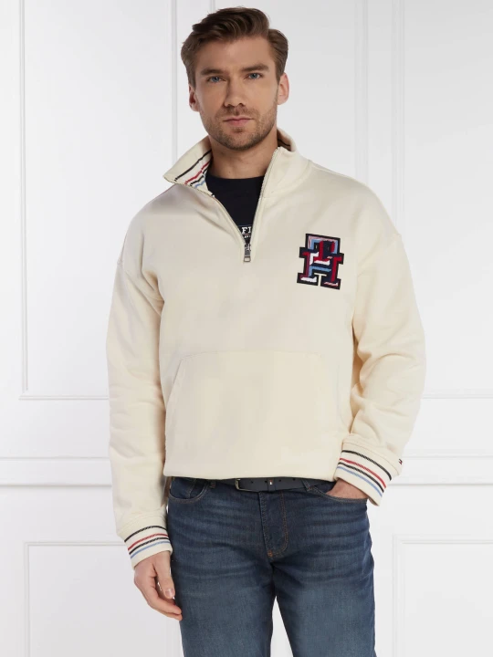 Zdjęcie produktu Tommy Hilfiger Bluza MONOGRAM TIPPED 1 / 4 ZIP | Oversize fit ecru