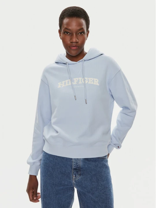 Zdjęcie produktu Tommy Hilfiger Bluza Monotype Flock WW0WW41236 Błękitny Relaxed Fit Niebieski jasny