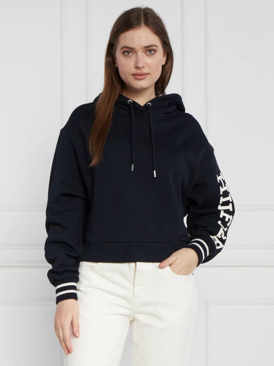 Zdjęcie produktu Tommy Hilfiger Bluza REG MONOTYPE SLV CROP HOODIE | Relaxed fit granatowy