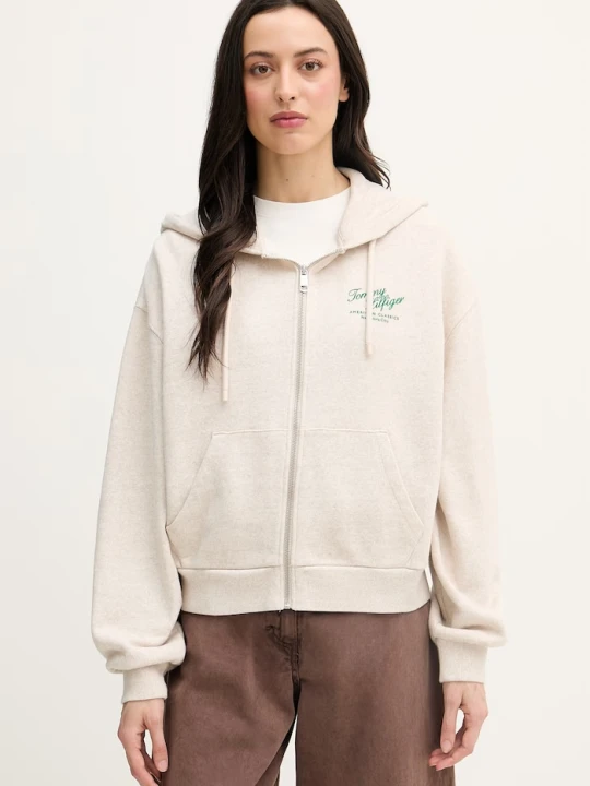 Zdjęcie produktu Tommy Hilfiger bluza rozpinana damska bawełniana beżowy