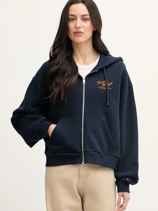 Zdjęcie produktu Tommy Hilfiger bluza rozpinana damska bawełniana granatowy